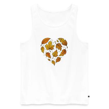 Herbstliches Herzblattmuster - Männer Premium Bio Tank Top - Weiß - Vorne - AI Model Male 178 light (178cm)