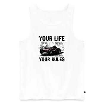 Design de voiture de course rétro futuriste - Débardeur bio Premium Homme - blanc - Devant - Michal (187cm)
