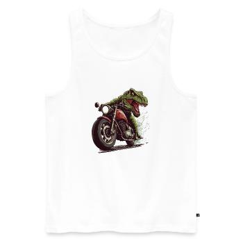 Crocodile on Motorcycle Action Design - Men's Premium Organic Tank Top - white - Front - AI Model Male 178 light (178cm)