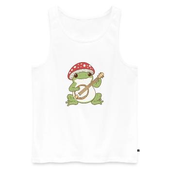 Grenouille champignon avec guitare - Débardeur bio Premium Homme - blanc - Devant - Michal (187cm)
