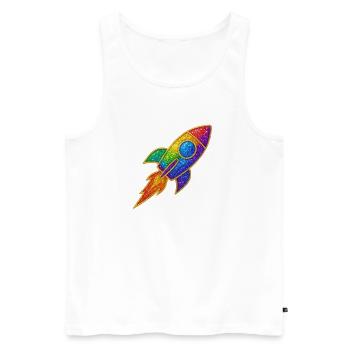 Rainbow Rocket Glitter Design - Men's Premium Organic Tank Top - white - Front - AI Model Male 178 light (178cm)