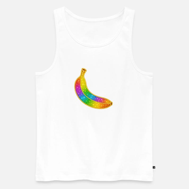 Regenbogen Glitzer-Banane - Männer Premium Bio Tank Top - Weiß