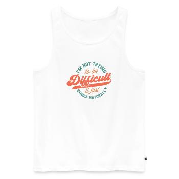 Natural Humorous Text Design - Men's Premium Organic Tank Top - white - Front - AI Model Male 178 light (178cm)