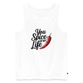 Du machst mein Leben würziger, Pfefferliebhaber - Männer Premium Bio Tank Top - Weiß - Vorne - Michal (187cm)