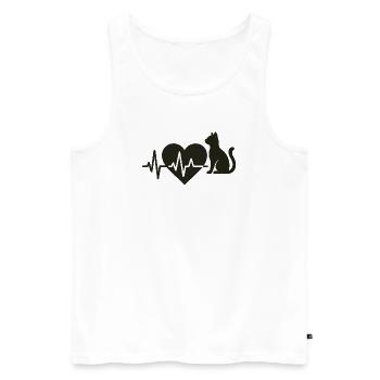 Herzschlag und Katzenmotivation - Männer Premium Bio Tank Top - Weiß - Vorne - Michal (187cm)