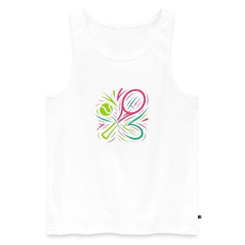 Neon Padel - Men's Premium Organic Tank Top - white - Front - AI Model Male 178 light (178cm)