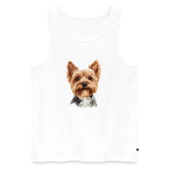 High-quality Yorkshire Terrier portrait - Men's Premium Organic Tank Top - white - Front - AI Model Male 178 light (178cm)
