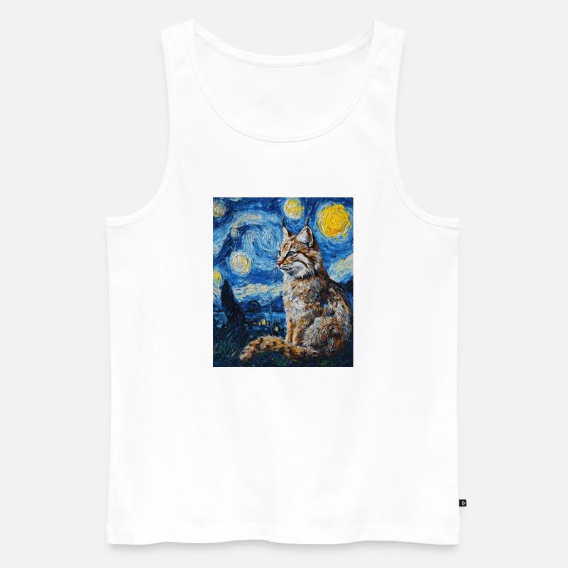 Luchs Van Gogh Style Starry  - Männer Premium Bio Tank Top - Weiß
