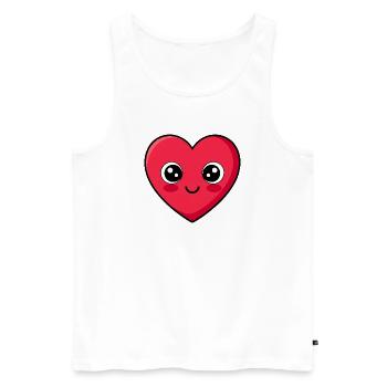 Kawaii Herz Emoticon Design - Männer Premium Bio Tank Top - Weiß - Vorne - Michal (187cm)
