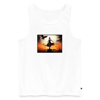 Dark Surreal Fairytale Silhouette Raven Desert - Men's Premium Organic Tank Top - white - Front - AI Model Male 178 light (178cm)