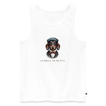 Gentlemen in Fur – Retro Dackel im Anzug - Männer Premium Bio Tank Top - Weiß - Vorne - AI Model Male 178 light (178cm)