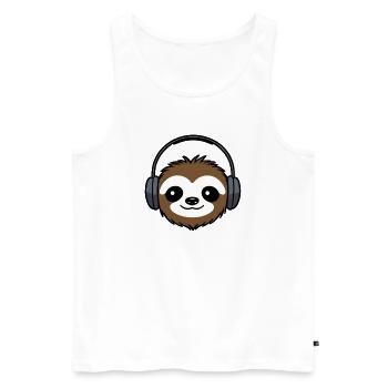 Niedlicher Faultier DJ Musik Hören - Männer Premium Bio Tank Top - Weiß - Vorne - Michal (187cm)