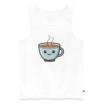 Cute Kawaii Coffee Mug Design - Men's Premium Organic Tank Top - white - Front - Michal (187cm)