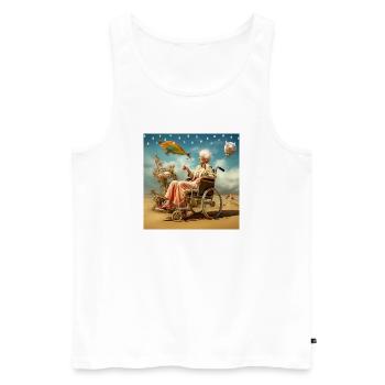 Aventure surréaliste de poissons sur la plage de l’espace pour les seniors - Débardeur bio Premium Homme - blanc - Devant - Michal (187cm)