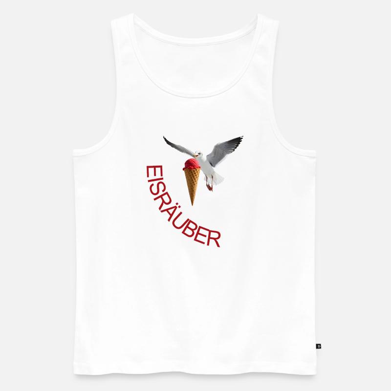 Möwe mit Eiscreme Eisräuber - Männer Premium Bio Tank Top - Weiß
