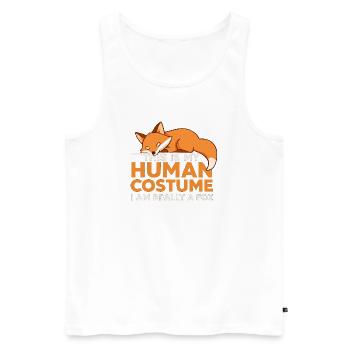 Fox Costume Humour T-Shirt - Men's Premium Organic Tank Top - white - Front - Michal (187cm)