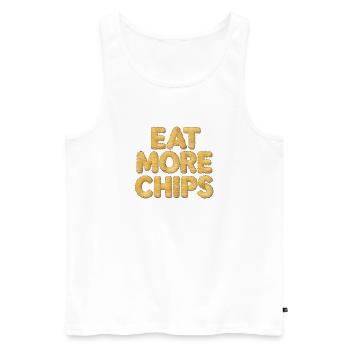 Eat More Chips, PotatoLover  - Men's Premium Organic Tank Top - white - Front - Michal (187cm)