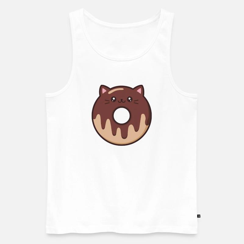 Süßer Katzendonut - Männer Premium Bio Tank Top - Weiß