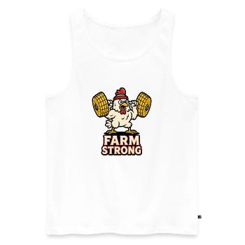 Farm Starkes Huhn Mit Hanteln - Männer Premium Bio Tank Top - Weiß - Vorne - Michal (187cm)