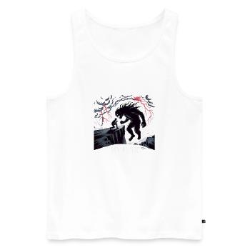 Illustration einer Begegnung im dunklen Wald - Männer Premium Bio Tank Top - Weiß - Vorne - AI Model Male 178 light (178cm)