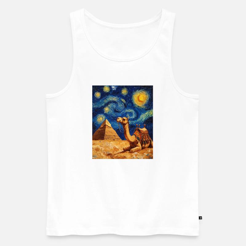Kamel Van Gogh Style Starry  - Männer Premium Bio Tank Top - Weiß