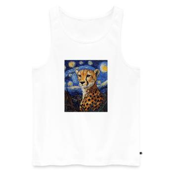 Guépard Léopard Style Van Gogh Étoilé - Débardeur bio Premium Homme - blanc - Devant - Michal (187cm)