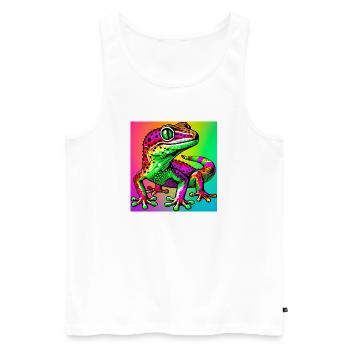 Gecko - Männer Premium Bio Tank Top - Weiß - Vorne - Michal (187cm)