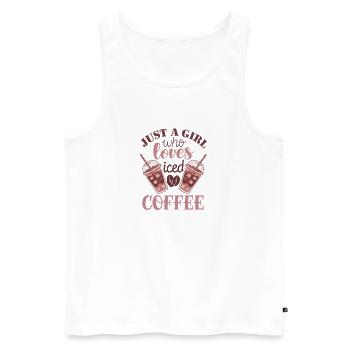 Mädchen, das Eiskaffee liebt - Männer Premium Bio Tank Top - Weiß - Vorne - AI Model Male 178 light (178cm)