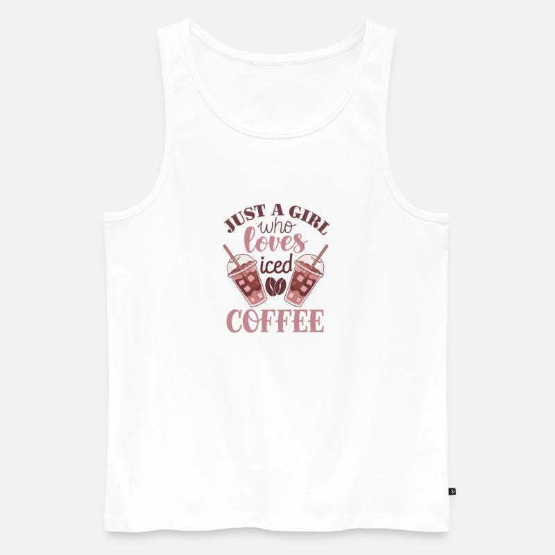Mädchen, das Eiskaffee liebt - Männer Premium Bio Tank Top - Weiß