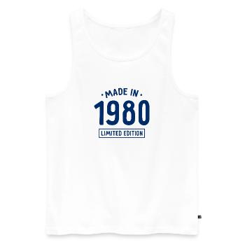 Fabriqué en 1980 - Edition limitée - Année de naissance - Débardeur bio Premium Homme - blanc - Devant - Michal (187cm)