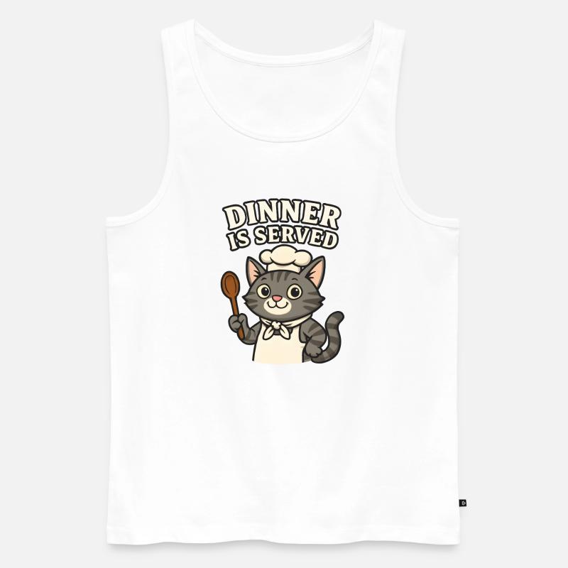  Koch-Katze – Dinner is Served - Männer Premium Bio Tank Top - Weiß
