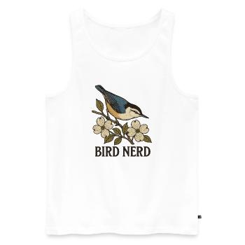 Eleganter blau-schwarzer Singvogel Vogel Nerd - Männer Premium Bio Tank Top - Weiß - Vorne - AI Model Male 178 light (178cm)