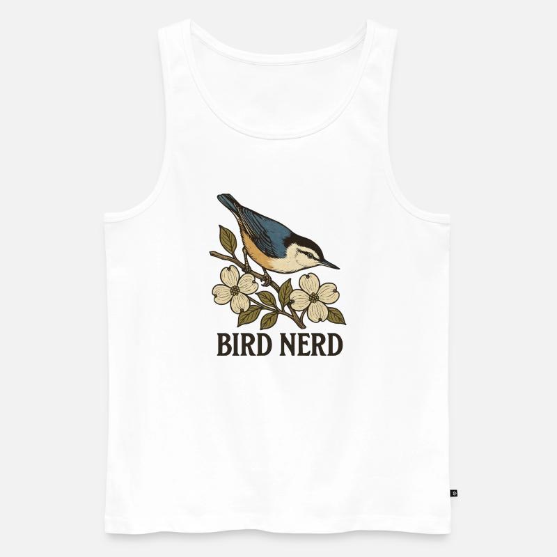 Eleganter blau-schwarzer Singvogel Vogel Nerd - Männer Premium Bio Tank Top - Weiß