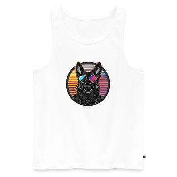 Cooler Hund mit Sonnenbrille - Männer Premium Bio Tank Top - Weiß - Vorne - Michal (187cm)