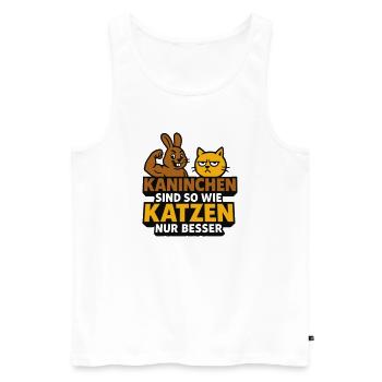 Humorous rabbit & cat motif - Men's Premium Organic Tank Top - white - Front - Michal (187cm)