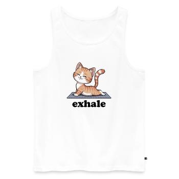 Exhale Yoga Citation Chat Mignon - Débardeur bio Premium Homme - blanc - Devant - Michal (187cm)