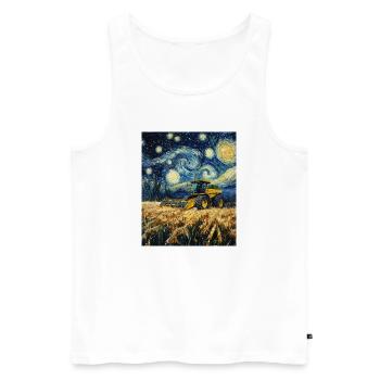 Combine Harvester Farmer Van Gogh Style Starry - Men's Premium Organic Tank Top - white - Front - Michal (187cm)
