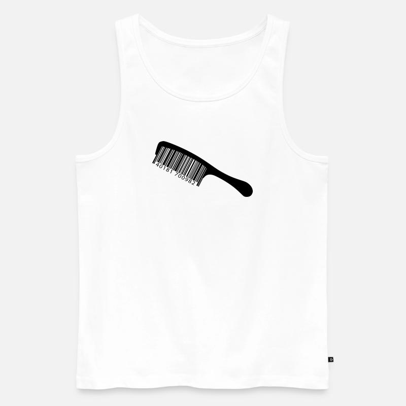 Illustrationskamm mit Barcode - Männer Premium Bio Tank Top - Weiß
