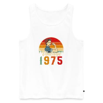 1975 Vintage Retro Cadeau d’anniversaire pour femmes - Débardeur bio Premium Homme - blanc - Devant - Michal (187cm)