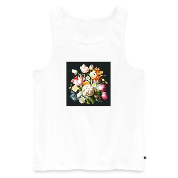 Elegant pastel flower composition of old masters - Men's Premium Organic Tank Top - white - Front - AI Model Male 178 light (178cm)