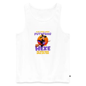 Witch with pun for Halloween cleaner - Men's Premium Organic Tank Top - white - Front - Michal (187cm)