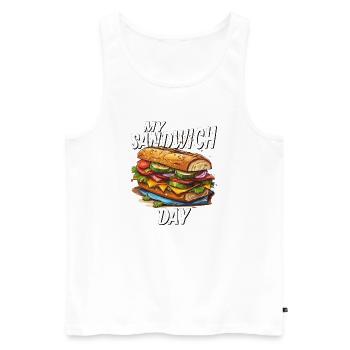 MA JOURNÉE SANDWICH - Débardeur bio Premium Homme - blanc - Devant - Michal (187cm)