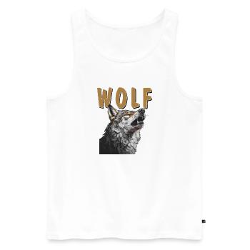 Wolf - Men's Premium Organic Tank Top - white - Front - AI Model Male 178 light (178cm)