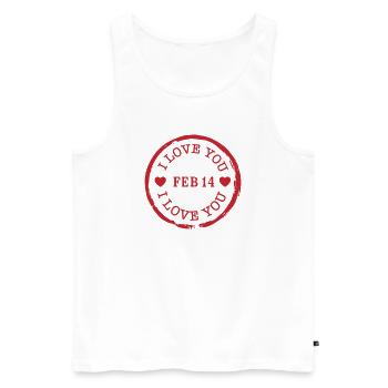 Je t’aime timbre Saint-Valentin - Débardeur bio Premium Homme - blanc - Devant - Michal (187cm)