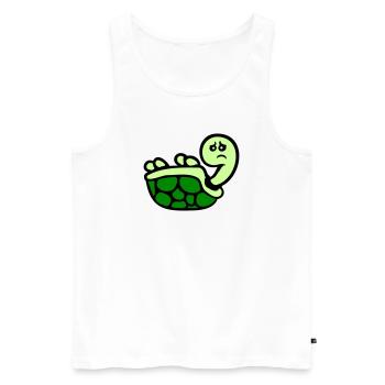 Tortue renversée sur le dos, triste - Débardeur bio Premium Homme - blanc - Devant - Michal (187cm)