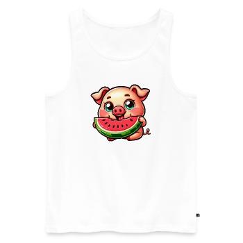 Cochon sucré au melon Vacances d’été Fermier - Débardeur bio Premium Homme - blanc - Devant - Michal (187cm)