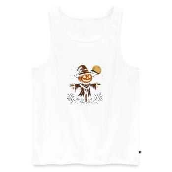Gruseliger Kürbis-Zauberer Halloween Design - Männer Premium Bio Tank Top - Weiß - Vorne - Michal (187cm)