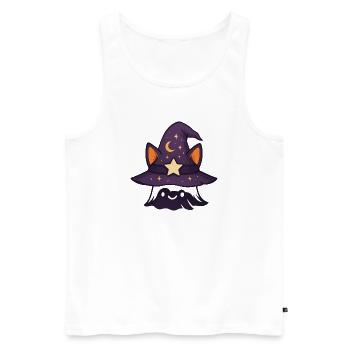 Mystische Katzenzauberung - Männer Premium Bio Tank Top - Weiß - Vorne - AI Model Male 178 light (178cm)