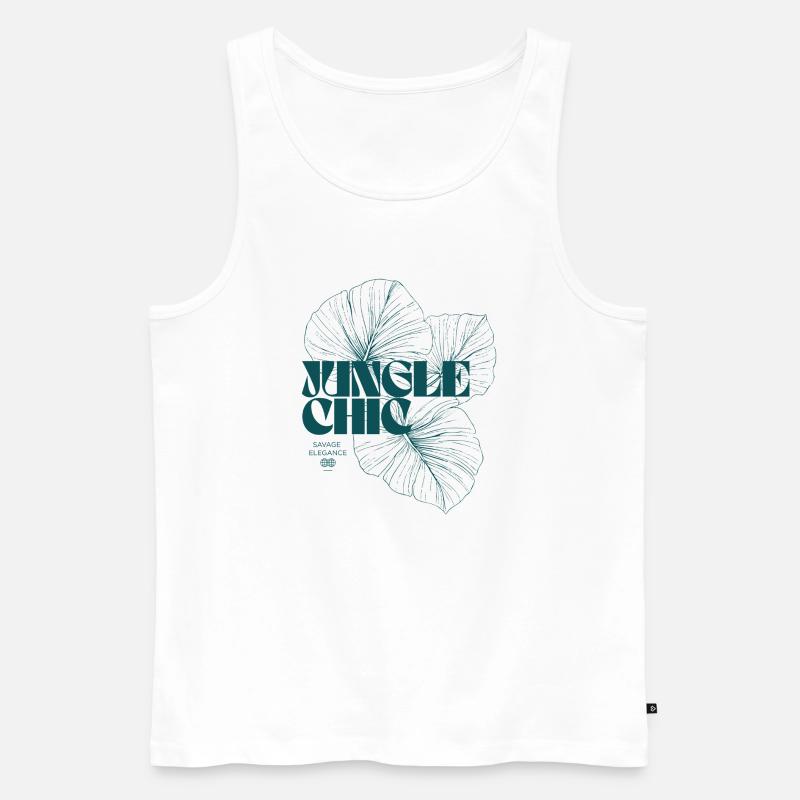 Botanical Jungle Monstera Leaf Pattern Design - Men's Premium Organic Tank Top - white