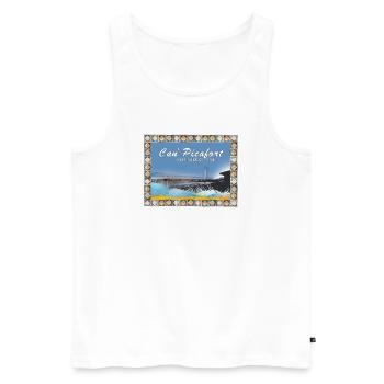 Can Picafort Coastal Illustration - Men's Premium Organic Tank Top - white - Front - AI Model Male 178 light (178cm)